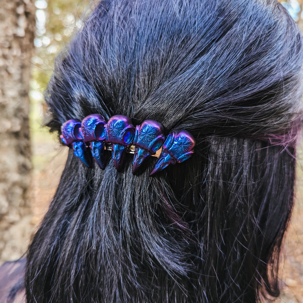 5 CROWS HAIRCLIP - SHINY PURPLE