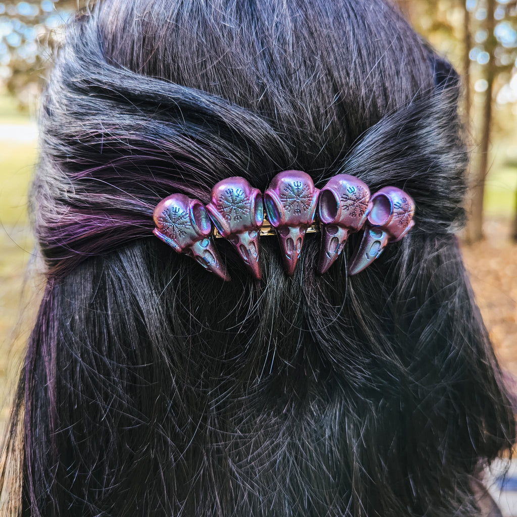 5 CROWS HAIRCLIP - HOLO PURPLE