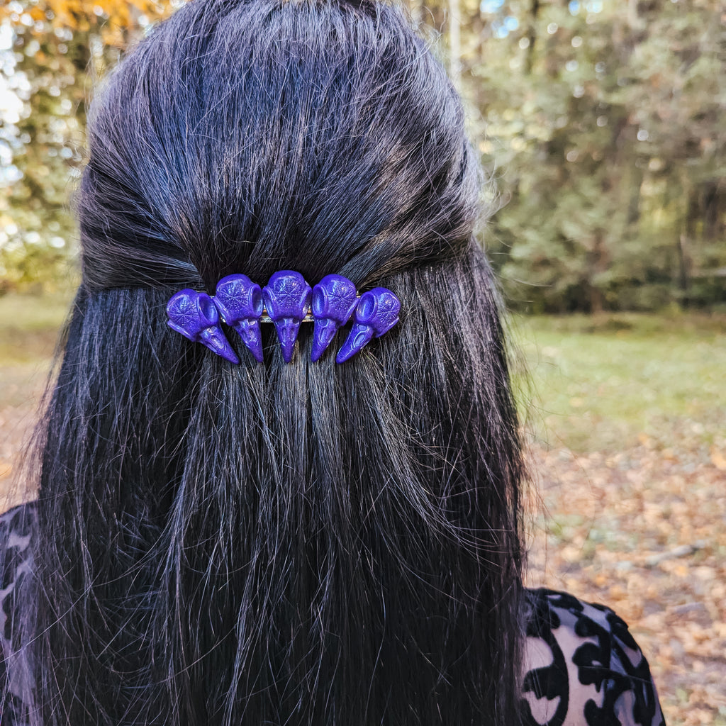 5 CROWS HAIRCLIP - PURPLE